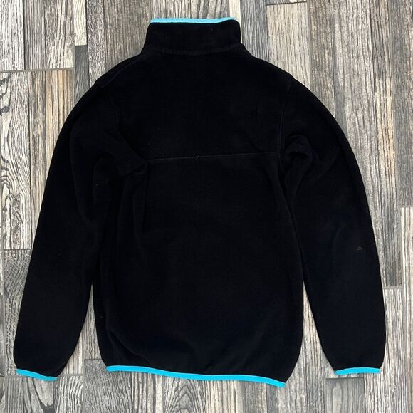 🔥 PATAGONIA SYNCHILLA Sherpa Fleece 4Snap Pullover Sweater Jacket Black/Aqua XS - Picture 7 of 10